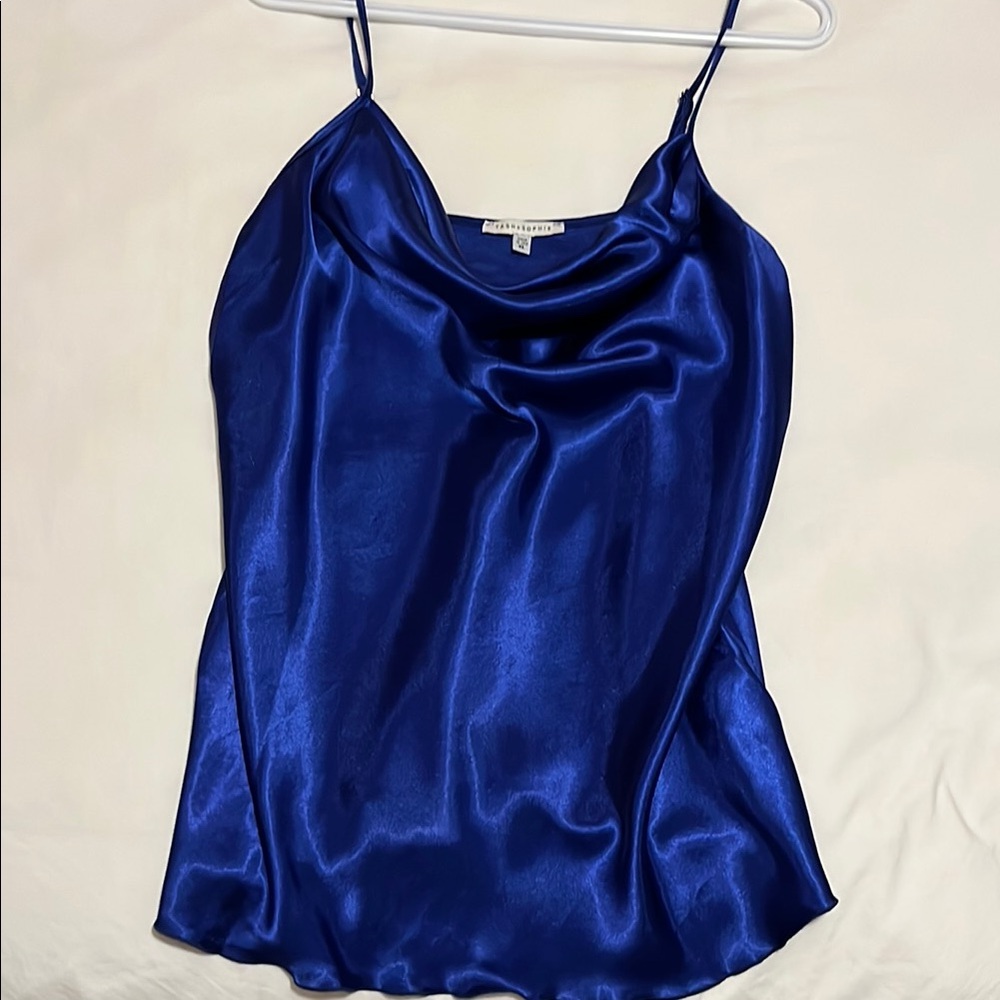 Tash & Sophie Elegant Blue Satin Cami Top